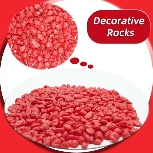 Image of Red Pebbles for Crafts, 0.9 Pound Natural Polished Aquarium Gravel, Decorative Pebbles for Indoor Plants, Turtle Tank, Vase, Succulents Cactus, Garden Landscaping