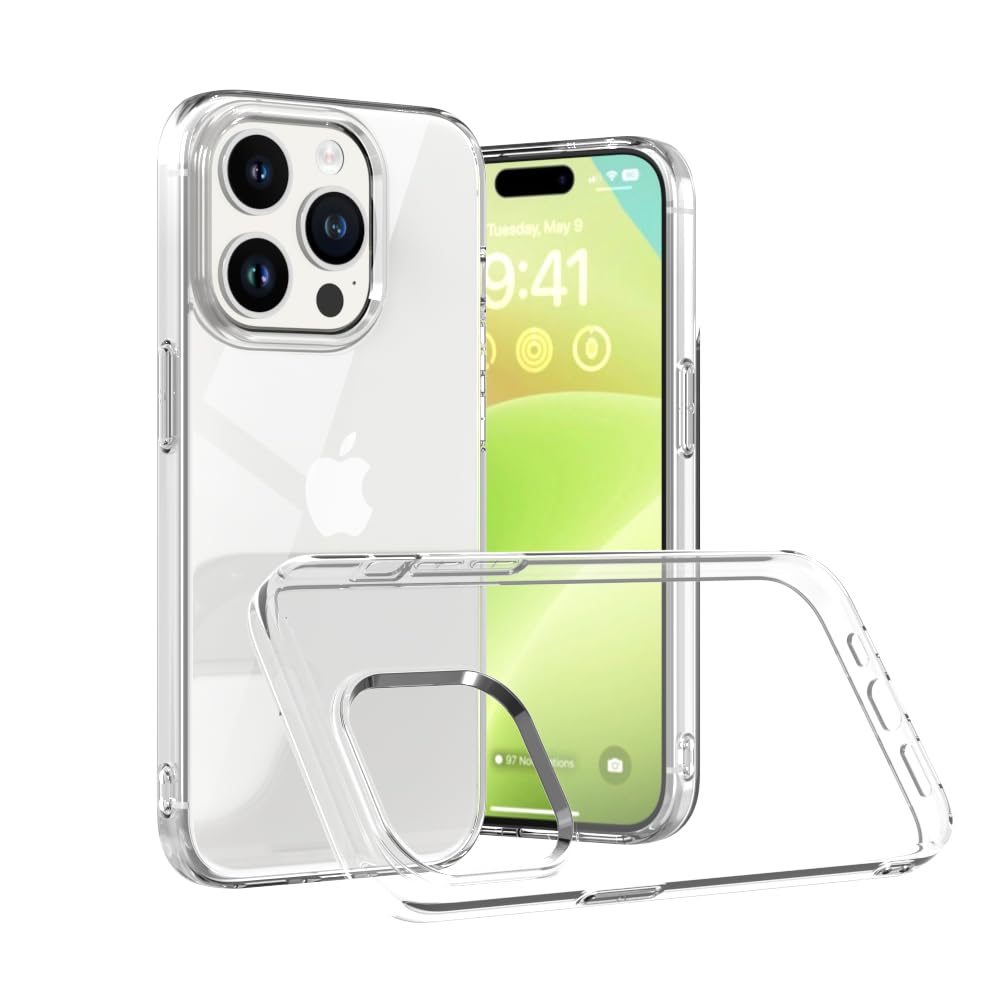 Captor Cover Trasparente per iPhone 14 Pro 6.1 Pollici, Custodia TPU in Silicone Flessibile Morbida, Protezione di Alta Qualità con Bordo Rialzato per Schermo e Fotocamera