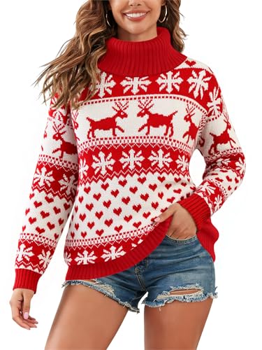Image of ZAFUL Flower Crochet Turtleneck Sweater for Women Pullover Puff Long Sleeve Boho Knit Sweaters Trendy Knitwear Tops