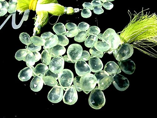Prehnite naturelle briolette poire facettée LKBEADS perle vert translucide 8 pouces