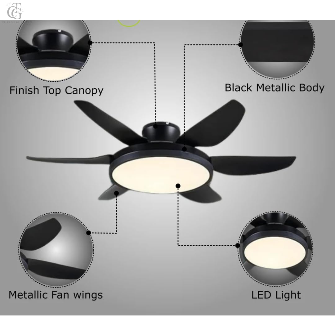 The Crafted Gesture Smart LED App-Control Fan Chandelier Modern Ceiling Fan Light with Remote|Nuke-Black