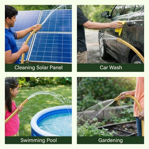 Image of Casa De Amor 0.5 Inch Flexible Expandable Garden Hose Pipe with Connector & Clamps | Light Golden Water Pipe for Gardening, Car Wash & Home Use | Leak-Proof, Lightweight | 5 Meter (16.40 Feet)