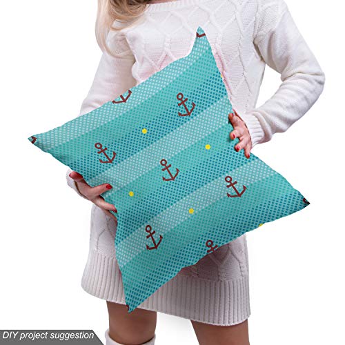 Image of Ambesonne Aqua Fabric by The Yard, Nautical Pattern with Halftone Dotted Sea Inspired Background and Marine Anchor, Decorative Fabric for Upholstery and Home Accents, 3 Yards, Aqua Vermilion