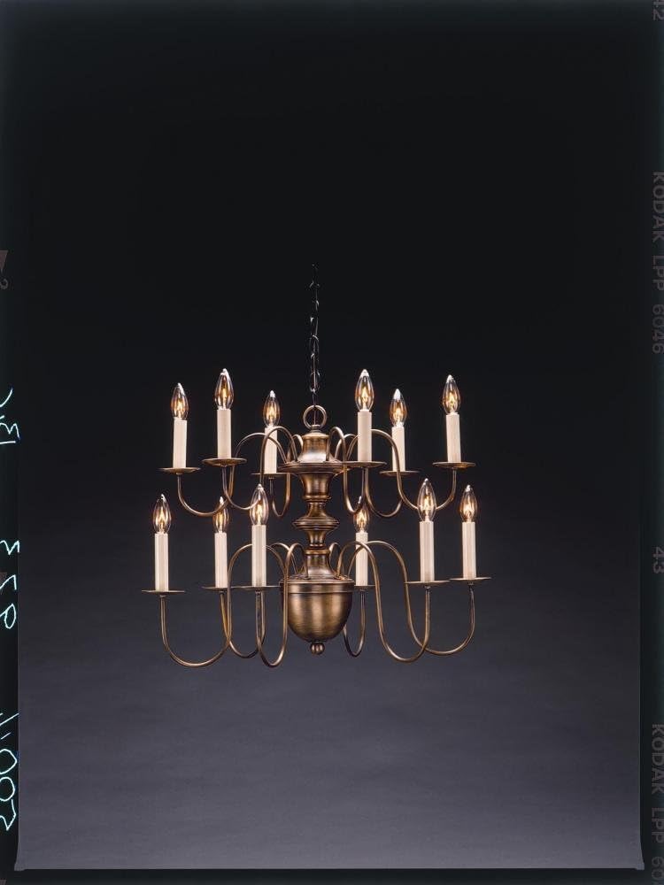 Hanging 2 Tier 5" Half Ball SArms Dark Brass 12 Candelabra Sockets