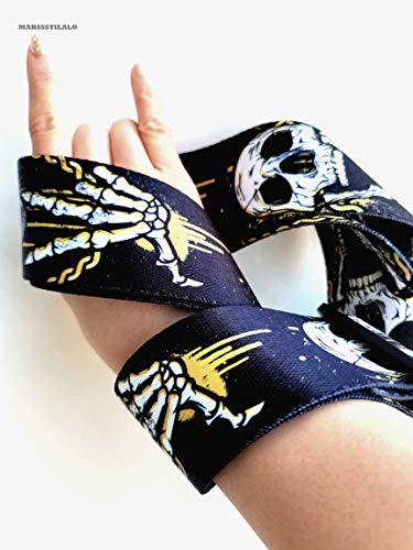 Marssstilalo 2" Professional Classic Guitar Straps Cool Skull Printed Polyster Soft Electric Bass Strap (Yellow) #TOP4