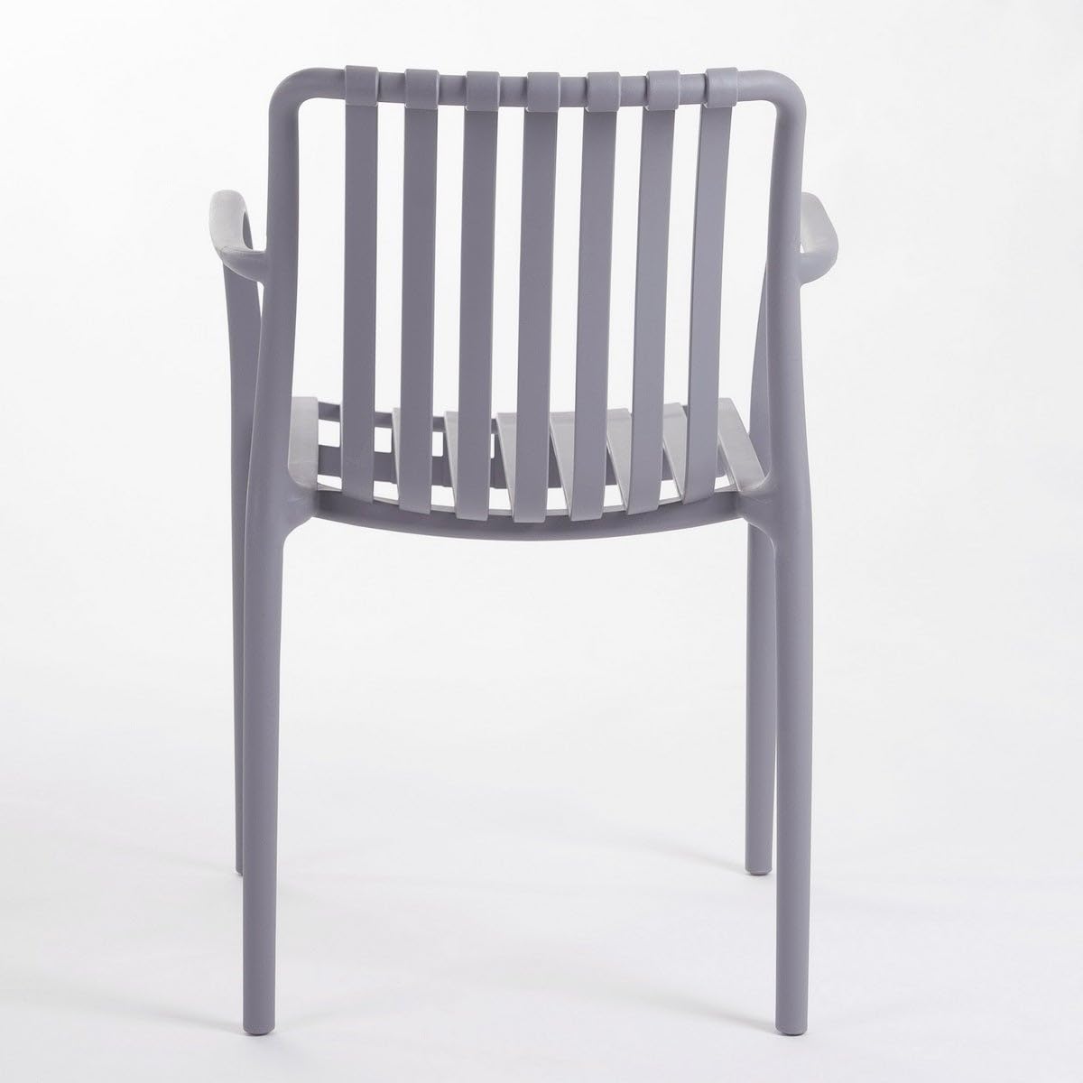 LOLAhome Silla de jardín Deba Gris, 58x56x81cm, con Brazos, ergonómica y apilable, certificación UV, de Polipropileno Resistente y Ligero - Colección Deba