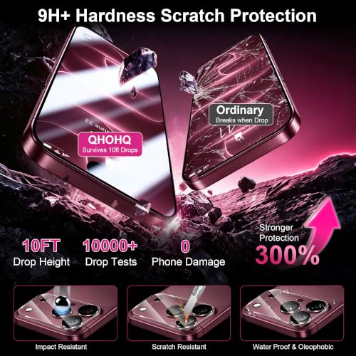 QHOHQ for iPhone 18 Pro Max Screen Protector, 9H+ Tempered Glass, 3+3 Pack - image 3