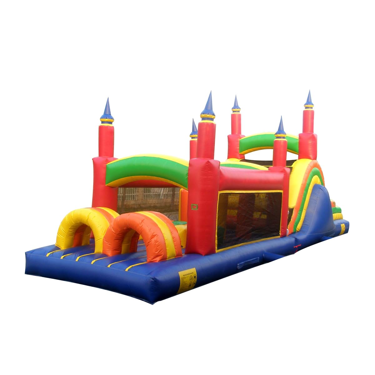 JumpOrangeCommercial Grade 40' Rainbow Mega Inflatable Obstacle Course, 2-Pack (Red/Yellow/Blue)