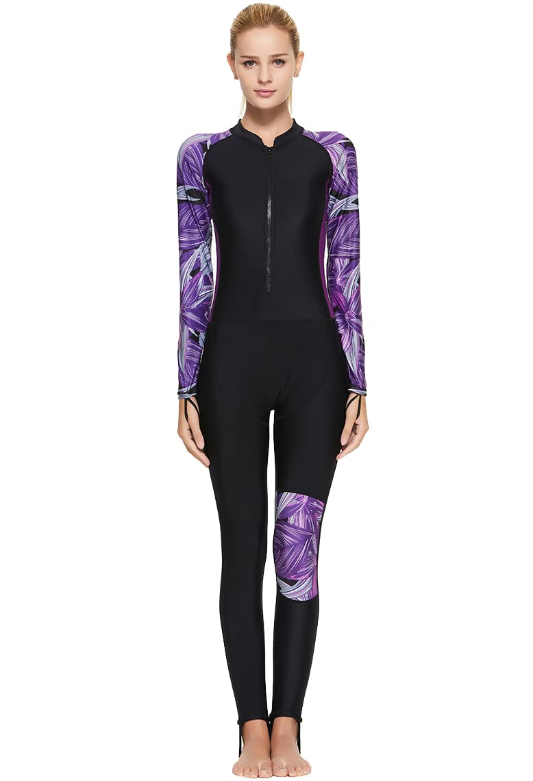 Costume da bagno a maniche lunghe da donna, intero corpo, Rash Guard Athletic Surf Costumi da bagno