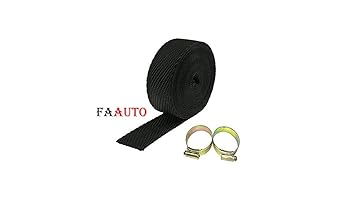 Faauto 3 Meter (Black) Universal Bike Exhaust Heat Shield Silencer Wrap Glasswool Wrap with 2 Clamp for 22Motors Flow