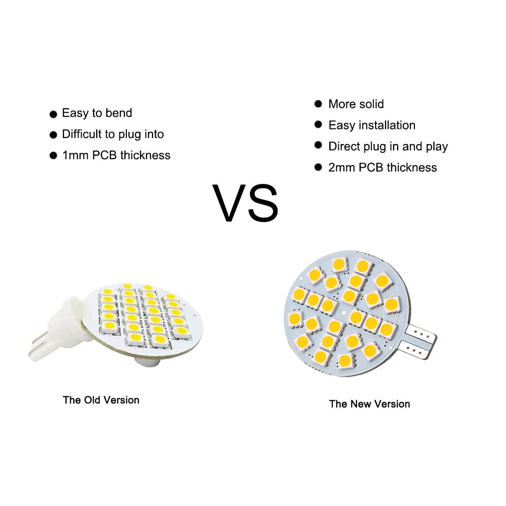 GRV T10 921 194 żarówka LED 24-5050 SMD lampa super jasna AC 12 V / DC 12 V - 24 V łódź Iandscaping sufit kopuła oświetlenie wewnętrzne ciepła biel (2. generacji) opakowanie 2 szt.