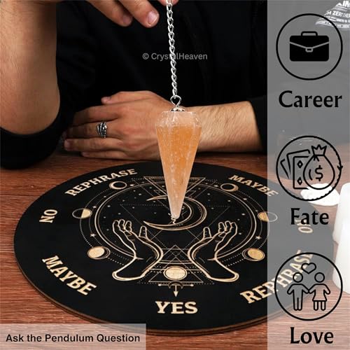 Image of Orange Selenite Pendulum Dowsing Tool - Natural Crystal Pendulum for Spiritual Guidance - Premium Dowser Pendulum for Accurate Divination and Energy Healing - Perfect for Energy Healing and Chakra Balancing - Handcrafted with Precision and Elegance