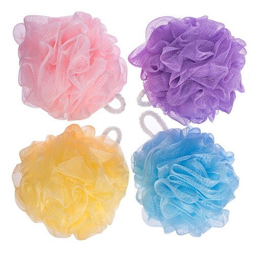 Image of FOK Bath Shower Loofa Sponge Pouf Mesh Brush Shower Ball Exfoliating Bath Sponge-Random Color