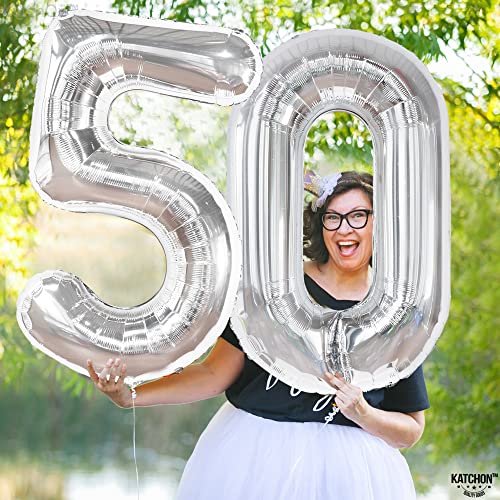 Image of KatchOn Silver Number 0 Balloon 40 Inch