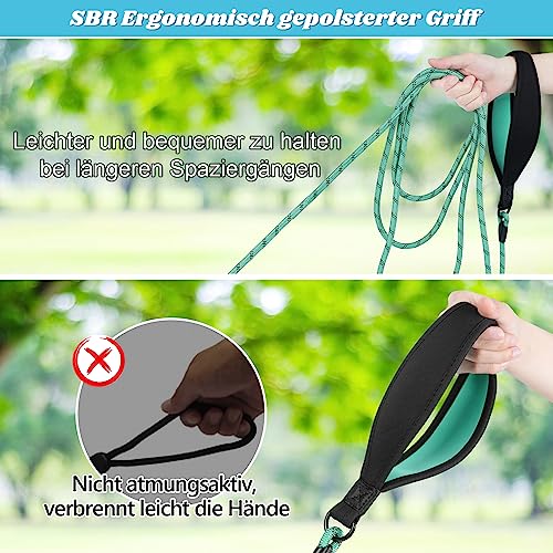 Aystkniet Schleppleine 3M 5M 10M 15M 20M 30M Hundeleine mit Abnehmbare Elastische Kordel | Abschließbarer Haken | Gepolsterter Griff, Langlaufleine Trainingsleine für Mittlere Große Hunde