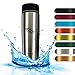 TAVIALO Termo Taza de Acero Inox Botella Termica 460ML. Taza de Viaje- Ecológica Sin Bpa. Con aislamiento frío/calor. Práctica Ligera y Elegante. (Plateado)