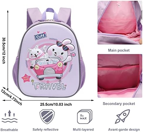 Tokeya Children's Backpack for Boys Girls, 3D Cute Nursery Backpack, Children's Backpack, Toddler School Bag, Waterproof School Backpack with Chest Strap, 3-7 Years Nursery