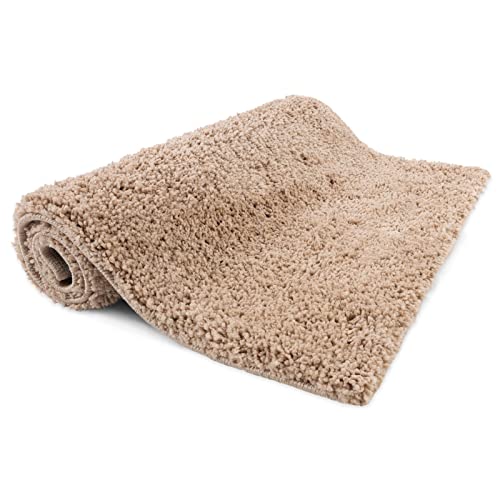 KARAT - Tappetino da bagno certificato Oeko-TEX Standard 100 - Tappeto doccia morbido antiscivolo lavabile - Tappeto ultra morbido antimuffa per bagno - Sky Soft, 80 x 150 cm, beige