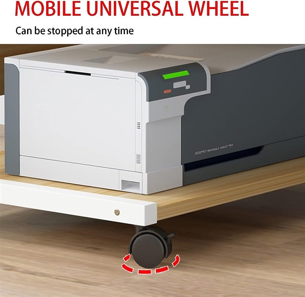 Stojak na drukarkę pod biurko – mobilny 2-poziomowy stolik biurowy do domowego i biurowego kompaktowego biurka (D 50 x 40 x 35 cm) - rozwiązanie oszczędzające miejsce