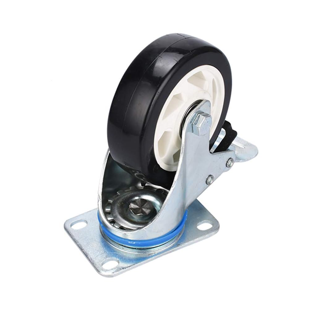 Ruote con rotella girevole resistente a 4X con freno, carrello universale in gomma PU silenzioso a doppio cuscinetto da 3 pollici/4 pollici per trasporto industriale 4in