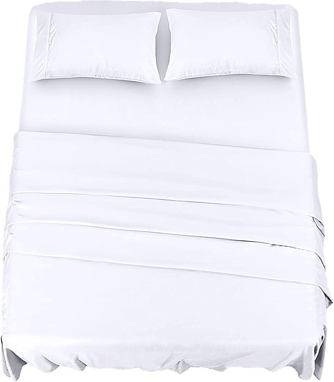 Utopia Bedding 4 Piece Bed Sheet Set (King, White) 1 Fitted & Flat