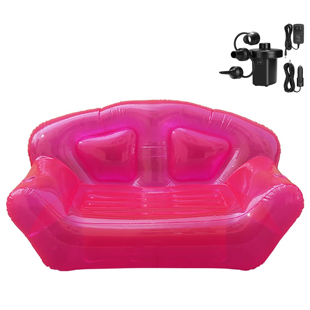 Inflatable Deck Chair with Air Pump, PVC Lounger Sofa for Indoor Living  Room Bedroom, Outdoor Travel Camping Picnic Beach (Red)