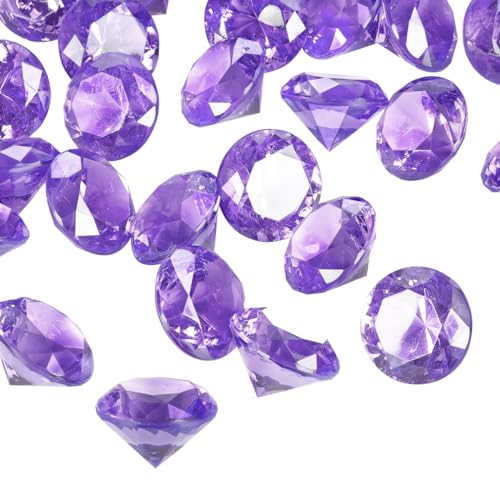 Acrylic Diamond Fake Gems Vase Filler, Babenest 240pcs 3/4 Inch Faux Diamonds Crystals Jewels for Table Scatters Wedding Party Event Arts & Crafts Birthday Decoration Favor(240, Purple)