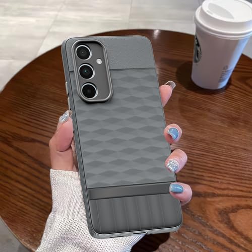 Image of Pikkme Back Cover for Samsung Galaxy A35 5G Camera Protection 3D Hexa Cube Design Silicone Protective Bumper Case (Grey)