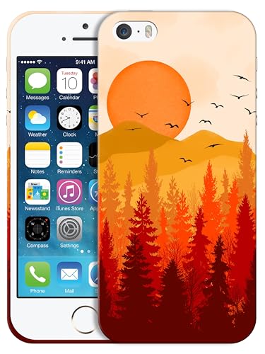 GlamCase for iPhone 5 / 5s / SE 1st Generation Case - Nature Sunny Forest Design Printed Slim & Sleek Cute Plastic Hard Designer Back Case for iPhone 5 / 5s / SE 2016