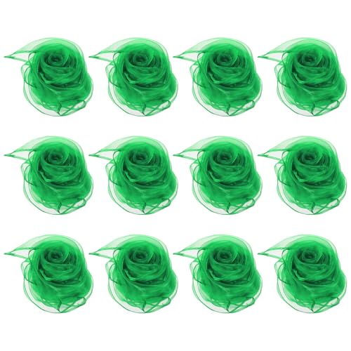 PATIKIL Dance Scarves, 12 Pcs Square Juggling Scarves 18 by 18 Inches for Play Magic Music Activity Juggling Dressing, Grass Green