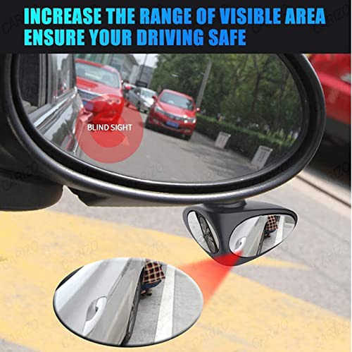 Image of CARIZO Rear View Blind Spot Mirror | Double Lens | Stick on Mount | Adjustable Wide Angle | Compatible with All Cars - Left Side