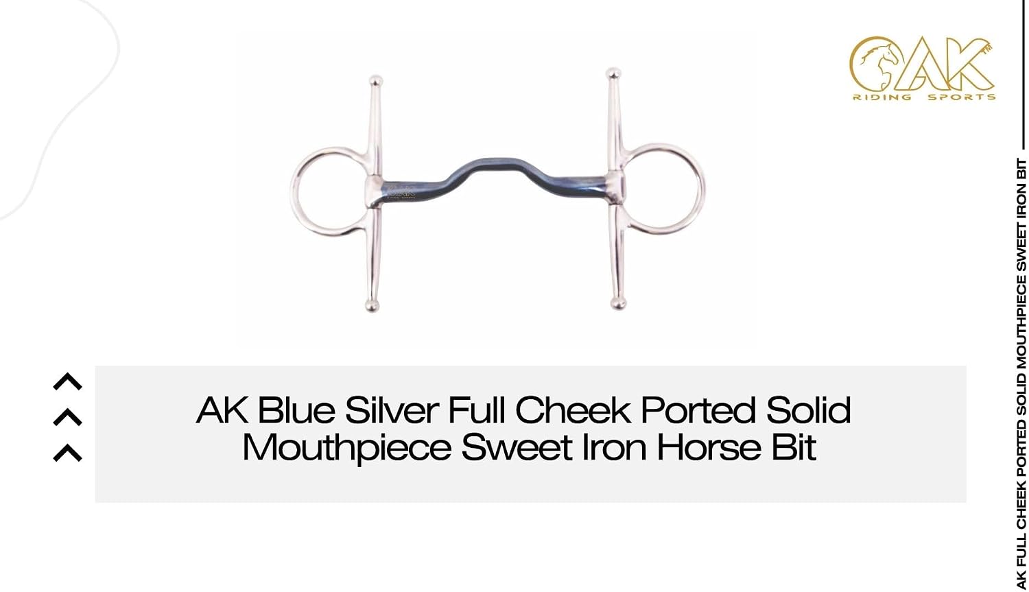 AK Blue Silver Full Cheek Ported Sweet Iron Solid Mouthpiece Horse Bit – Tongue Relief, Enhanced Control, Stainless Steel Cheeks – AKRS-102648