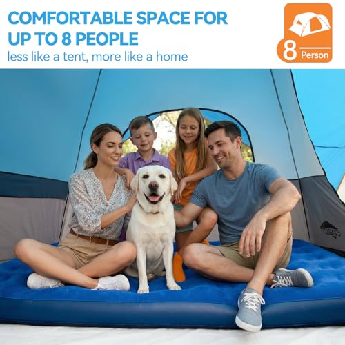 COBIZI 8-10 Person Camping Tent, 12x9FT Spacious Family Tents for Camping Ideal for Camping, Hiking, 3500mm Waterproof Double-Layer Windproof Tent for Hiking & Backpacking, Blue by COBIZI - Used condition - Image 7