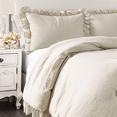 Lush Decor Reyna 3-Piece Ruffled Comforter Bedding Set With Pillow Shams, Full/Queen, Wheat #TOP1