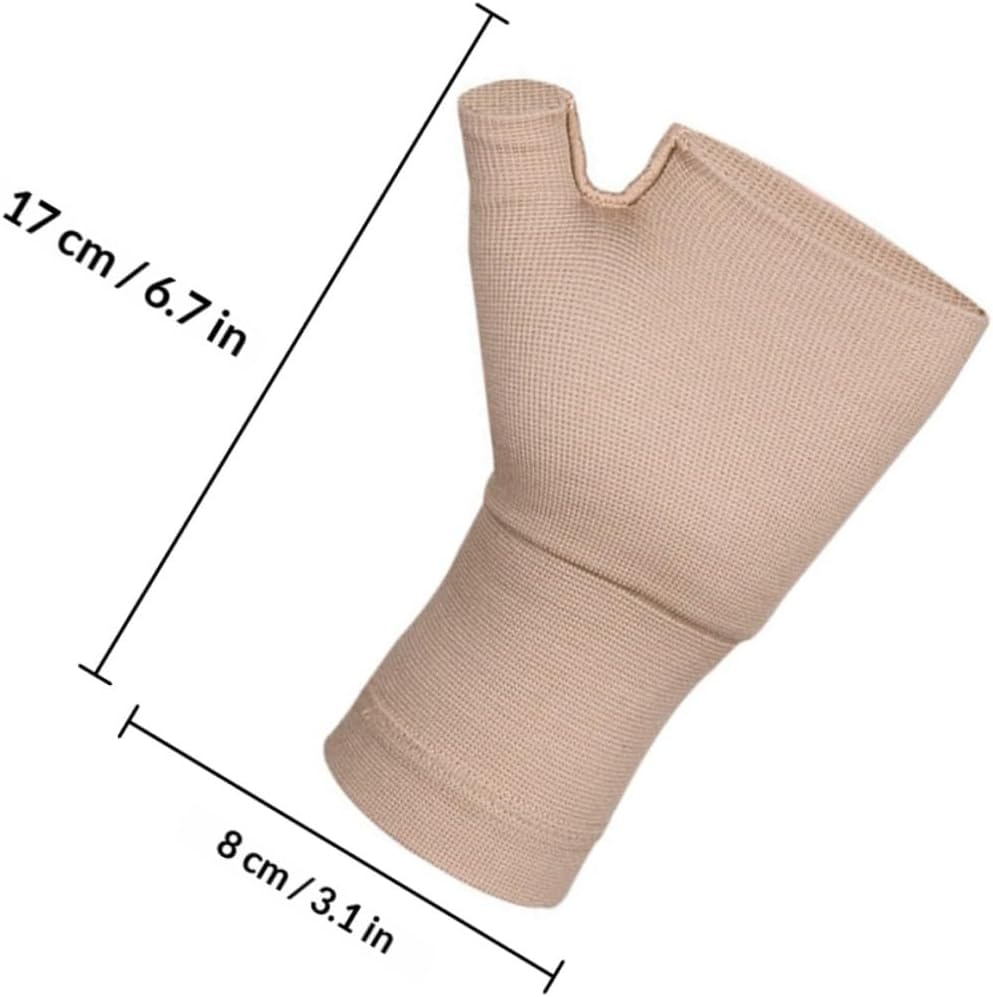 KICHOUSE Arthritis Compression Gloves Wrist Support Brace Elastic Fingerless Gloves Skin Color Xl for Adults Anti-skid Grip for Sports and Daily Use