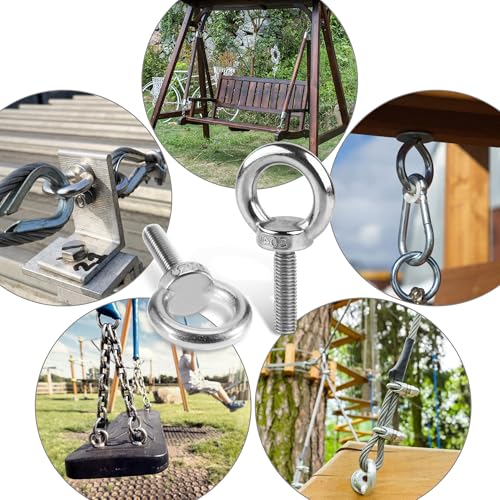 Ringschraube M8 4 Stück ÖSenschrauben 304 Edelstahl Augenschraube mit Schraubkappe und Unterlegscheiben Schraubösen Ringschrauben Augbolzen für Befestigens, Hängens, Den Innen, Außenbereich