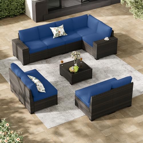 Jing's Villa 10-Piece Patio Furniture Set, All-Weather Outdoor Wicker Sectional
