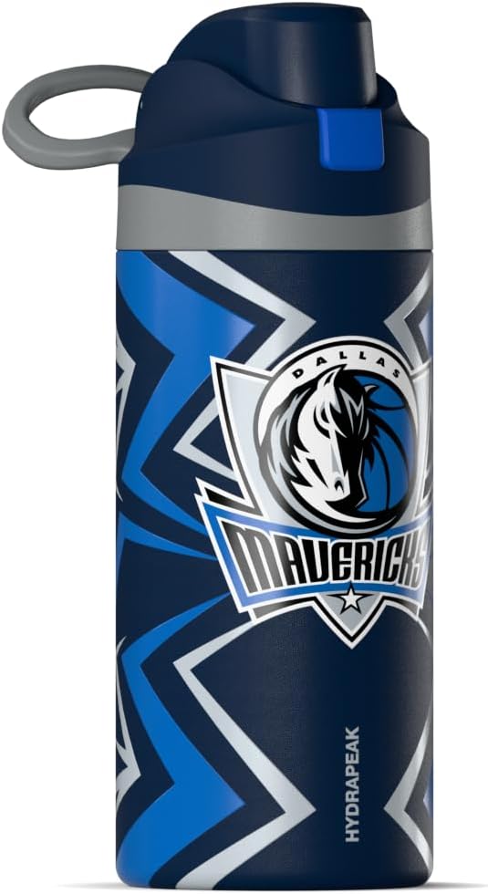 Hydrapeak x NBA Officially Licensed Dallas Mavericks Oasis 20 oz Insulated Kids Water Bottle, Stainless Steel Water Bottle Kids with Chug Lid, Push Button - Image 3