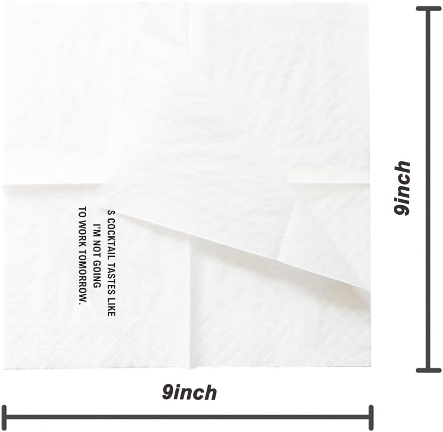 SharkBliss Funny Sarcastic Quotes Cocktail Napkins, 100 Pack This Cocktail Tastes Like I'm Not Going to Work Tomorrow Disposable Paper Cocktail Napkins 2-Ply, 5x5" (This Cocktail Tastes Like I'm Not)