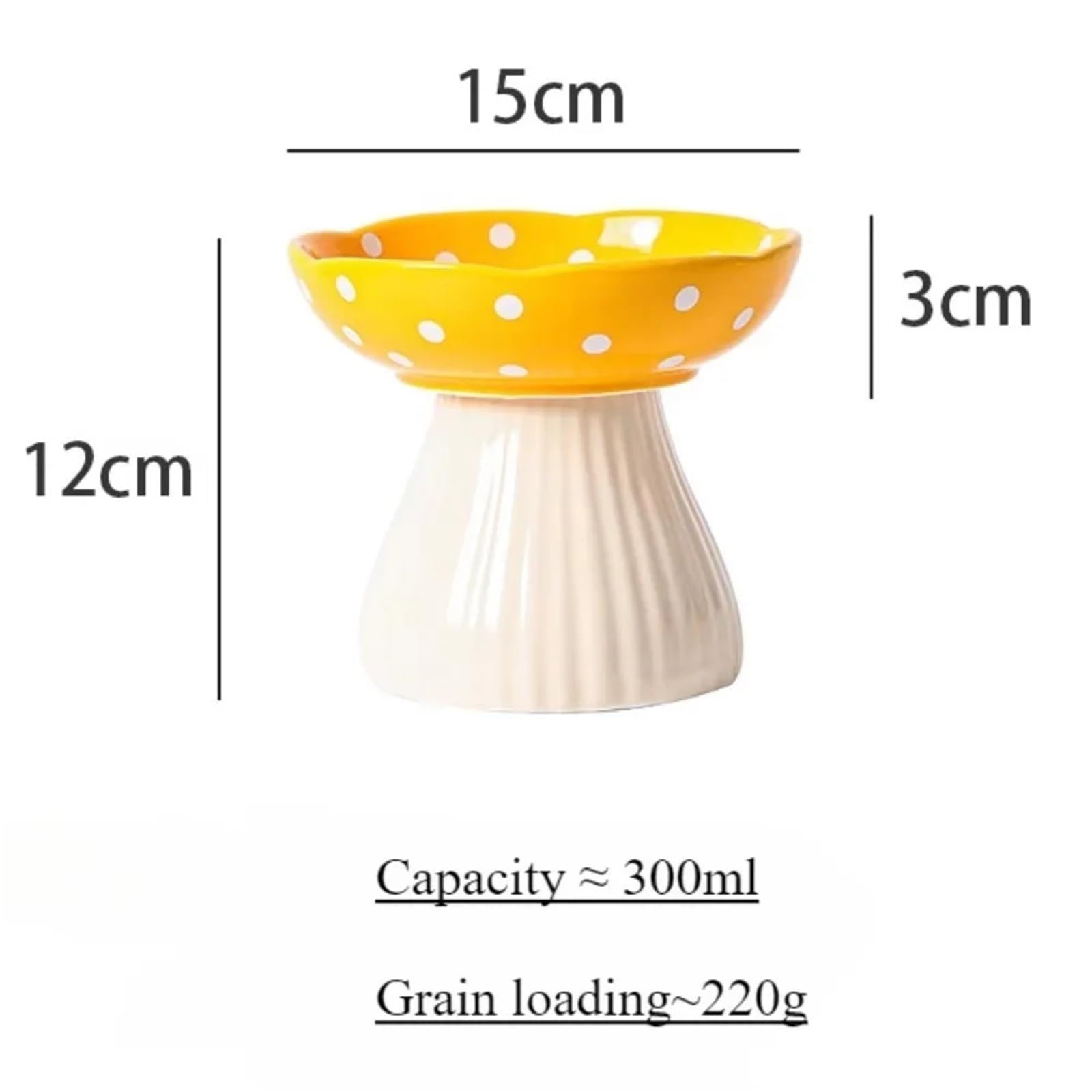 Gamelle surélevée en céramique en forme de champignon pour chat et chien (jaune)