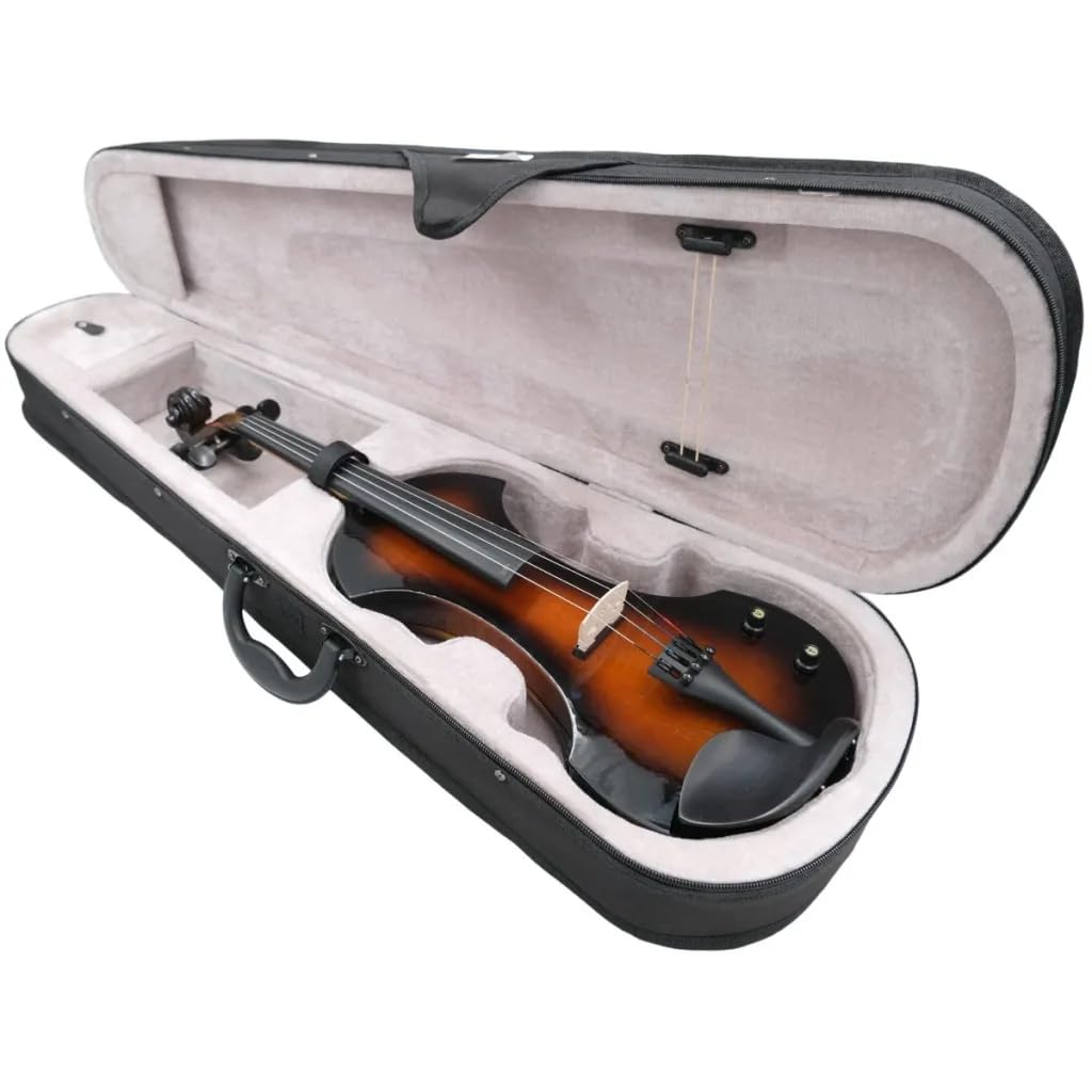 Arvada WN009 - Violino elettrico 4/4, Pickup attivo incorporato, Include custodia, archetto, cavo, cuffie, resina e batteria