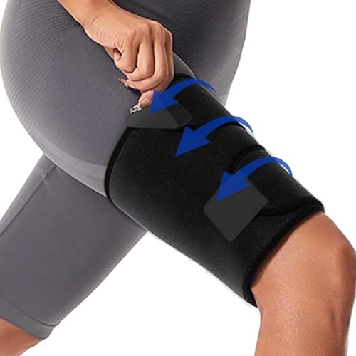 UFITVELL Thigh Compression Sleeve, Hamstring Compression Sleeve for Pulled Groin or Quad, Sprains, Tendinitis, Adjustable & Lightweight Hamstring Wrap support Workouts, Dailylife, Men & Women, M Size