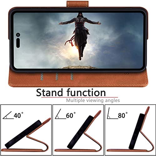 Étui portefeuille iPhone 14 Pro marron protège l'écran des rayures - 7