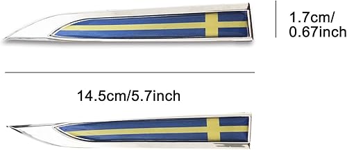 Miniatura 3 de 1 par de calcomanías de coche con bandera sueca de Suecia para coche, lado izquierdo y derecho, calcomanía de metal para SAAB