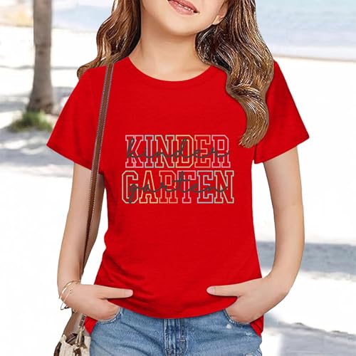 Kindergarten First Day of School Shirt Boys Girls Funny Back to School Tops Shirts with Colorful Letter Print4