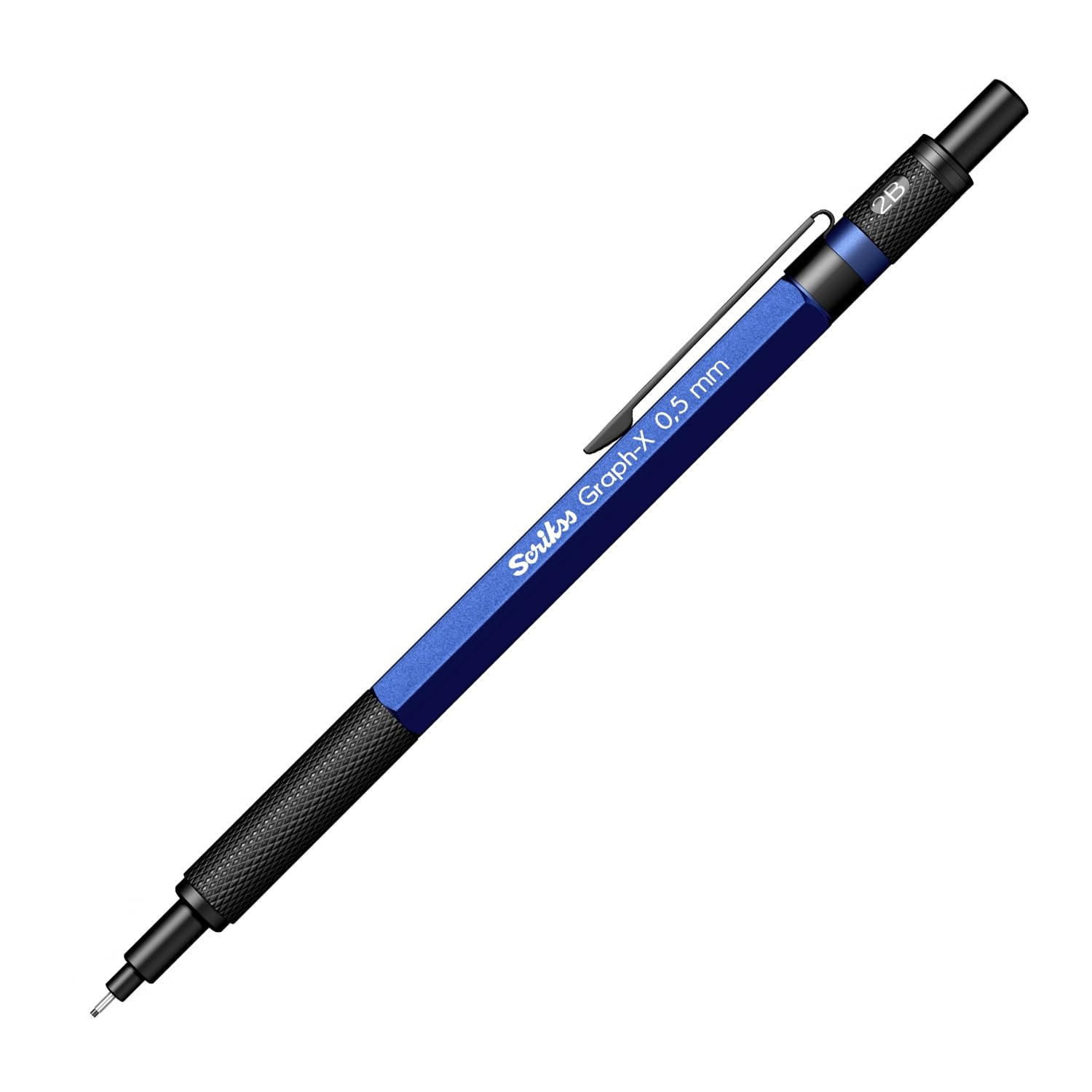 Scrikss Graph-X Mechanical Pencil, Metal Barrel, Ergonomic Grip, Professional Writing & Drawing Tool (0.5 mm, Matt Blue)