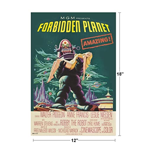 Forbidden Planet 1956 Retro Vintage Science Fiction Movies Robby The Robot 1950S Sci Fi Movies Alien Ufo Classic Movie Memorabilia Kitschy Geeky Decor Cool Wall Decor Art Print Poster 12X18 #TOP3
