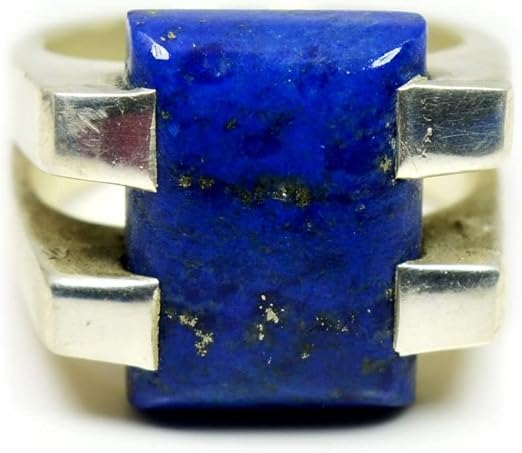 55 Carat Real Lapis Lazuli Sterling Silver Ring - Rectangle Shape, Sizes 5-12
