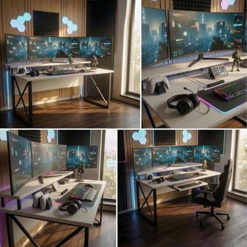 Image of FFO StarX Computer Table for Home Pc | Office Table for Home | Keyboard Tray & Moniter Riser, Laptop Table, Worktable, Study Table, Workstation | Wood, Metal, (150 Cm x 60 Cm) - DIY