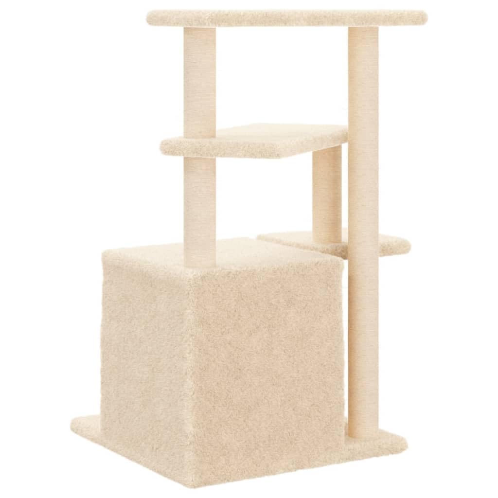 Kratzbaum Katze mit Sisal Stamm, Kletterbaum mit Höhle und Hängematte, Plüsch Liegemulde, kratzbrett, Spielturm für Klettern, Spielen, Schlafen in Wohnung und Balkon, 59,5 x 59 x 83,5 cm